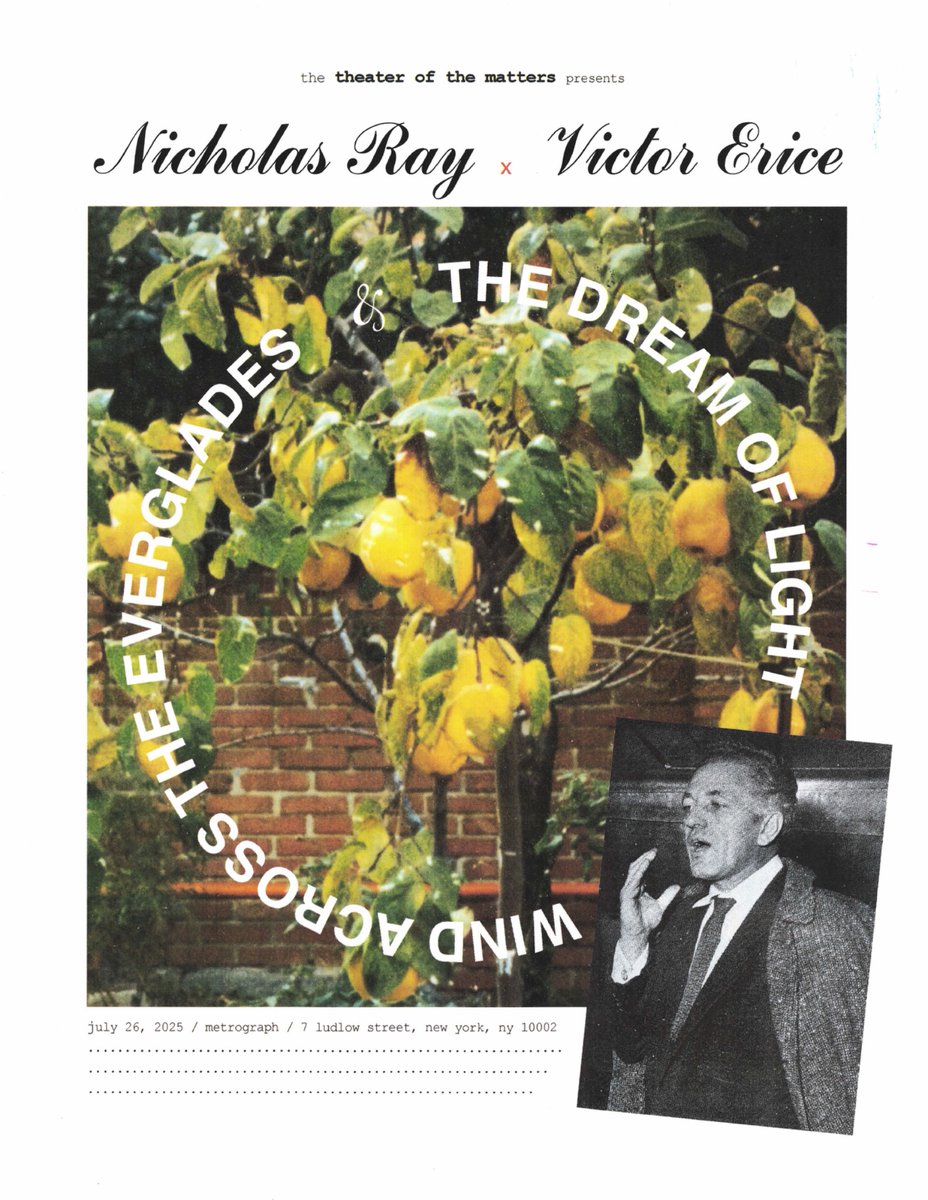 theater_matters's tweet image. We have a busy weekend ahead!
Friday: Marguerite Duras x Henry James—a theatrical reading, Emily Harvey Foundation, 6pm.
Saturday: Nicholas Ray x Víctor Erice, @Metrograph, 1:50pm & 3:50pm.