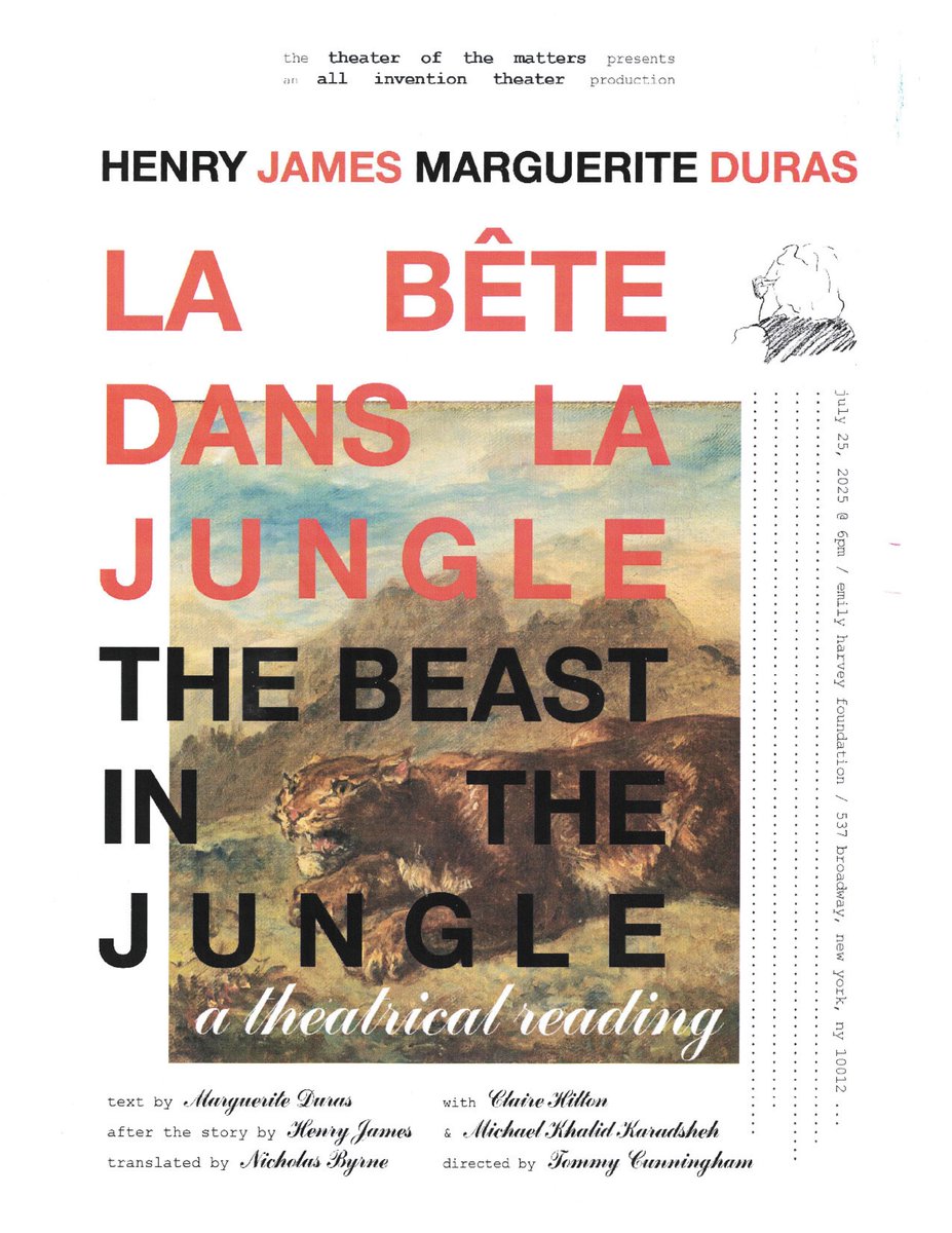 theater_matters's tweet image. We have a busy weekend ahead!
Friday: Marguerite Duras x Henry James—a theatrical reading, Emily Harvey Foundation, 6pm.
Saturday: Nicholas Ray x Víctor Erice, @Metrograph, 1:50pm & 3:50pm.