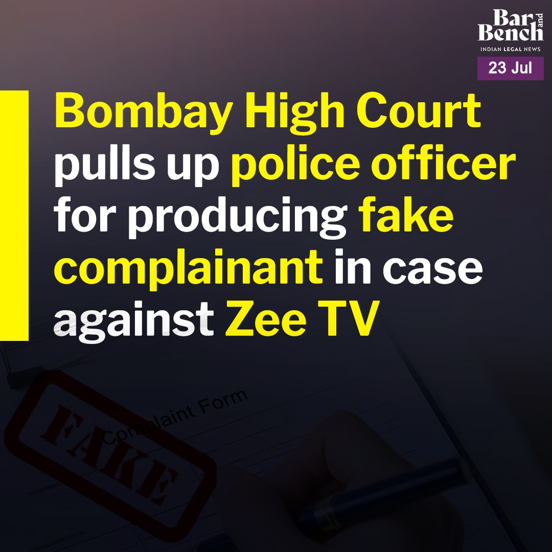 barandbench's tweet image. The Bombay High Court recently came down heavily on a police officer for producing an imposter in court as the complainant in a case involving Zee Entertainment Enterprises Ltd.
The Court said the act may attract penal provisions for giving false evidence, and directed both the…