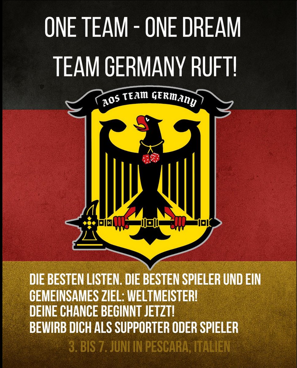 📣 ONE TEAM - ONE DREAM 📣
Team Germany ruft DICH! 
💥 Bewerbe dich ab sofort!💥

Je eher desto besser – wir lernen uns kennen und wir können uns entspannt aufeinander einstellen!
🔗forms.gle/FbwWSwBsh7xNSt…

Viel Spaß &amp; Glück,
Team Germany