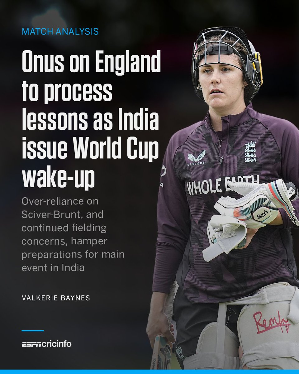 ESPNcricinfo's tweet image. The 2025 ODI World Cup isn’t far, and England have questions to answer 🔎
@valkerie_baynes breaks it down 👉 bit.ly/3GZSfZp