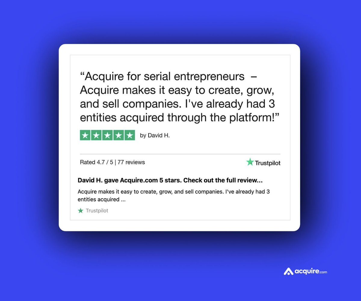 acquiredotcom's tweet image. Build to sell or buy to scale.
It's up to you, and both work!
We’re just getting started.
buff.ly/1SGk5k0