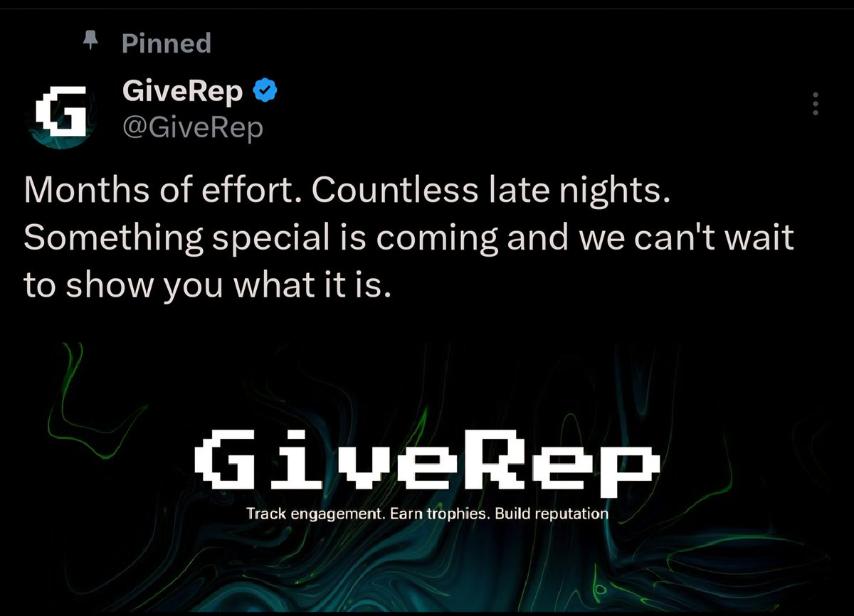 SocialFi_scout's tweet photo. 🌟 Exciting news from @GiveRep! 🌟

After months of hard work and late-night coding sessions, a game-changing surprise is on the horizon! Get ready to track engagement, earn epic trophies, and build your reputation like never before. Stay tuned—something BIG is coming!
#GiveRep https://t.co/j0Bsdam5GB