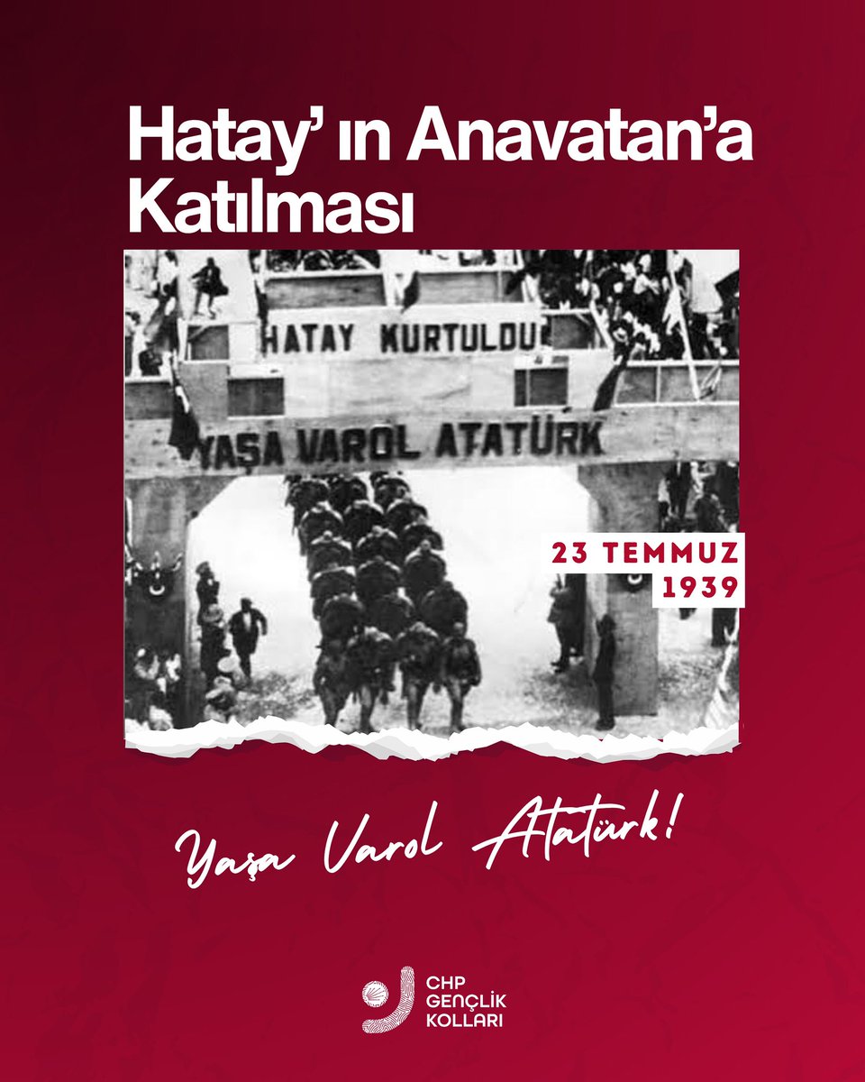 Gazi Mustafa Kemal Atatürk'ün "şahsi meselemdir" dediği Hatay'ın ana vatanımıza katılışının 86. yıl dönümü kutlu olsun.