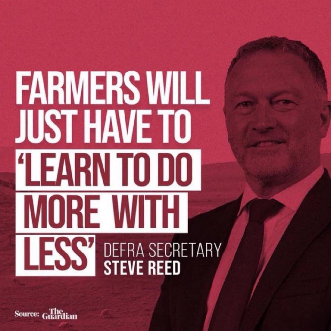 NoFarmsNoFoods's tweet image. Steve Reed is the government minister in charge of farming. He said this. A complete failure to read the room within the farming industry.