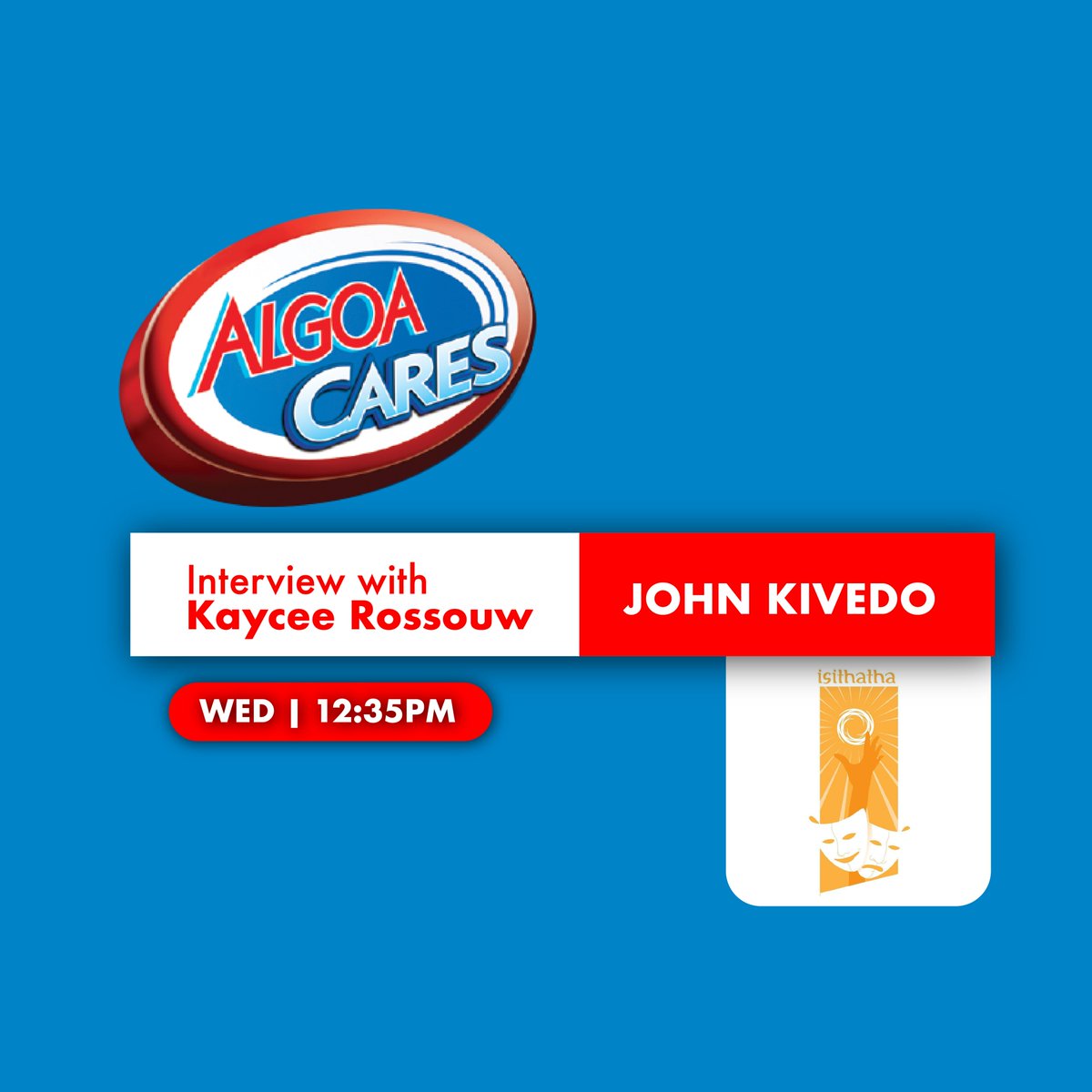Algoa FM (@algoafm) on Twitter photo This week on #AlgoaCares 🎭 <a href="/Kaycee_Rossouw/">Dj Kaycee S.A</a> chats to Isithatha Theatre, a nonprofit enriching lives through the arts in Walmer, Gqeberha. Hear how they’re creating hope and empowering youth.
Tune in at 12:35pm!
#Isithatha #AlgoaFM This week on #AlgoaCares 🎭 <a href="/Kaycee_Rossouw/">Dj Kaycee S.A</a> chats to Isithatha Theatre, a nonprofit enriching lives through the arts in Walmer, Gqeberha. Hear how they’re creating hope and empowering youth.
Tune in at 12:35pm!
#Isithatha #AlgoaFM