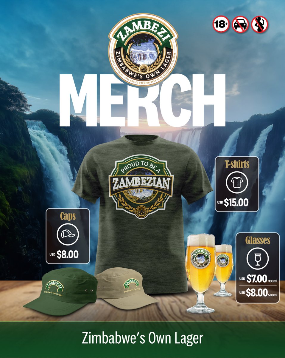 All that awesome Zambezi Lager Merch you've been asking for will be available at the Market at Queen on July 27th! Don't miss out on this chance to stock up on all the Zambezi branded items and show your love for Zimbabwe's favourite lager! See you there! 🍻