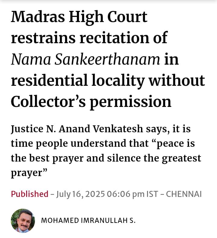 ssaratht's tweet image. In 2014 Congress tried to bring such a law - where Hindus have to take permission even to do Bhajans in their own houses even when conducting pooja and failed miserably as BJP strongly objected to it.
Now its partner in crime Judiciary eco-system is implementing the same in DMK…