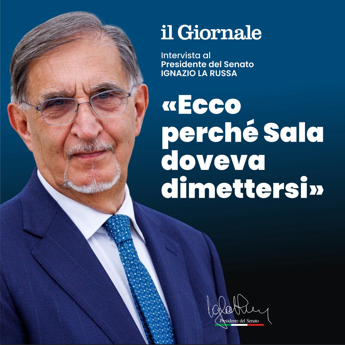 Ignazio_LaRussa's tweet image. Leggi la mia intervista a “Il Giornale”.