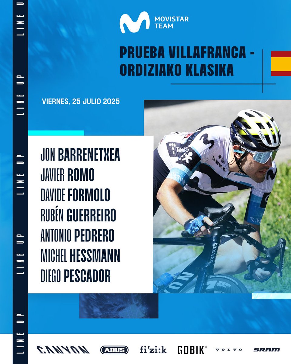 Movistar_Team's tweet image. 🔵 #ordiziakoklasikoa - Este es nuestro 7️⃣ para afrontar el próximo viernes la centenaria Ordiziako Klasikoa.
⛰️ Cinco vueltas al circuito y con la tradicional subida a Abaltzisketa.
#RodamosJuntos I @movistar_es I @PVOK_