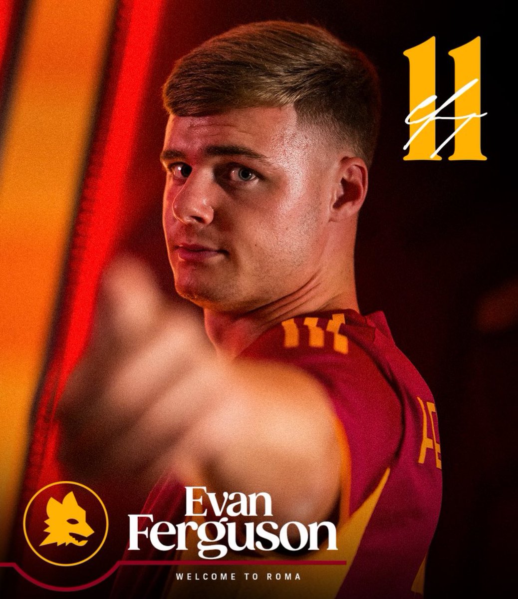 reptracker's tweet image. Evan Ferguson has been officially announced as a Roma Player!🇮🇪
Season long-loan with an option to buy of €40 million.
Romas number 11. This is gonna be some journey. Time to shine Evan💛❤️