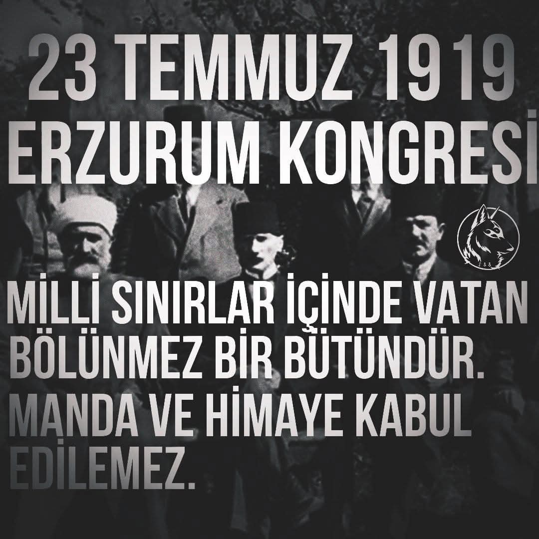 Milli mücadele ateşinin yakıldığı, Erzurum Kongresi’nin
106. yıl dönümünü kutluyor,
Başta Türk’ün son
Başbuğu, Başkomutan, 
Ulu Önder Mustafa Kemal Atatürk olmak üzere bütün milli mücadele şehitlerimizi saygıyla anıyoruz.
🇹🇷🇹🇷🇹🇷
#ErzurumKongresi
#ErzurumKongresi1919