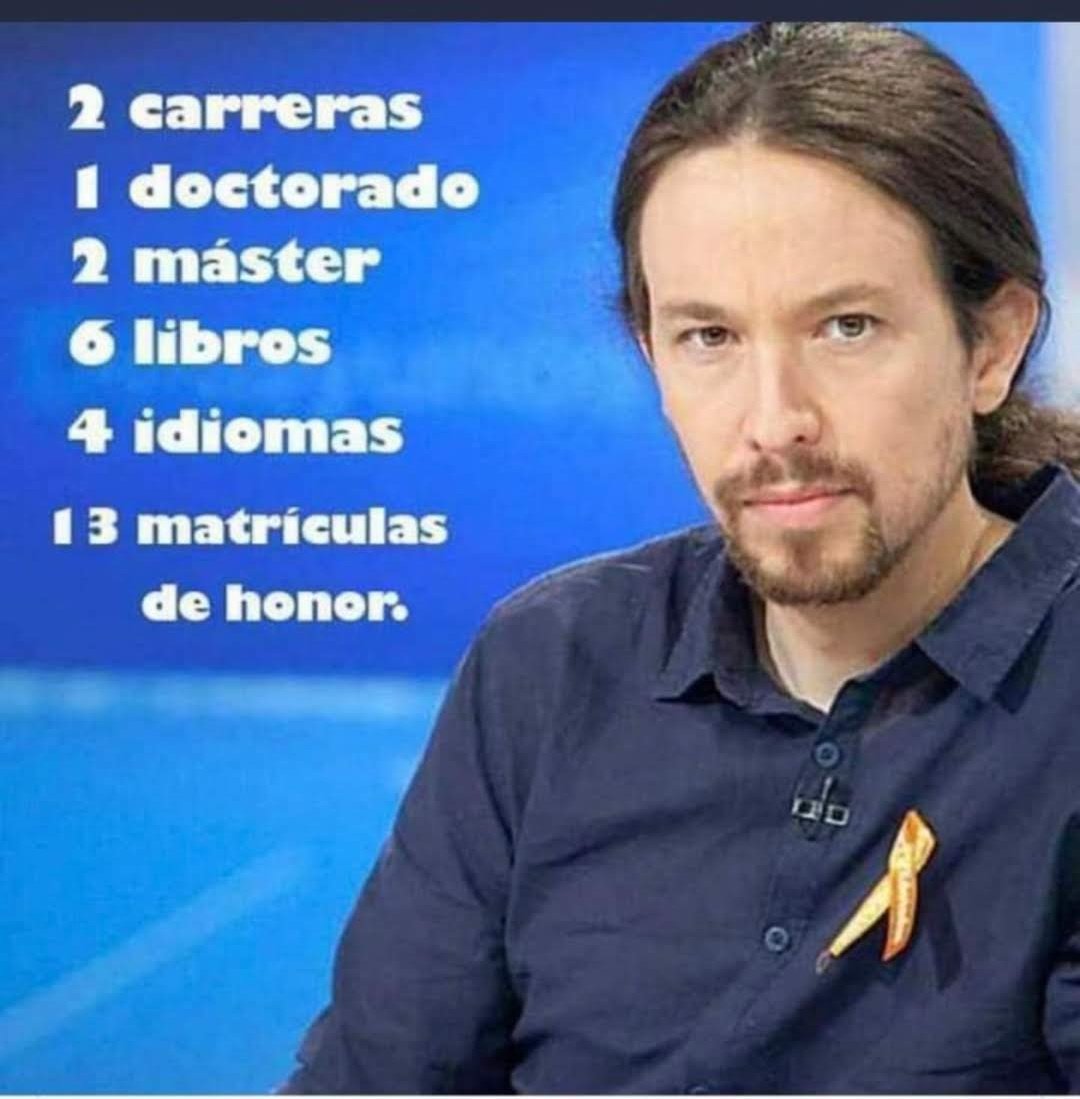 Unas dan clases en las universidades sin ningún título como Noelia Núñez.
Otros como Pablo Iglesias están súper preparados,para seguir como rector en cualquier universidad,pero no son de derechas.