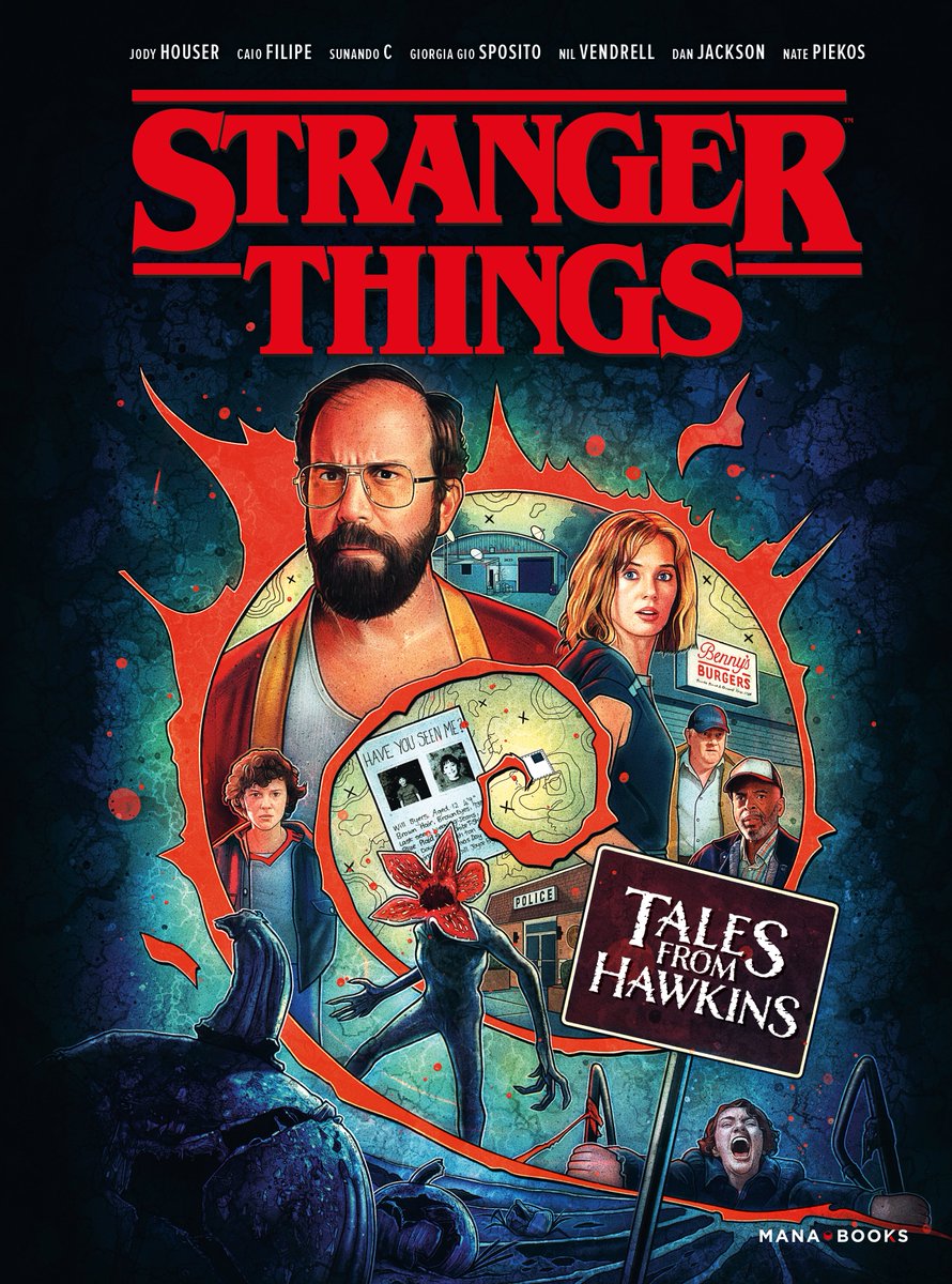 Mana_Books_'s tweet image. La saison 5 de "#StrangerThings ", c'est en fin d'année !
Pour patienter avant le retour de la série à succès de @NetflixFR , revenez aux origines du mal qui a frappé Hawkins grâce à l'ouvrage "Stranger Things – Tales of Hawkins" !
👉 Un comics officiel déjà dispo !