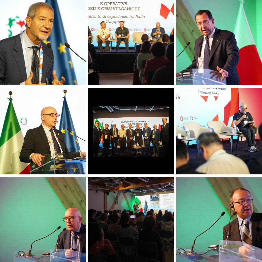 Con l'evento ❝Gestione scientifica e operativa delle crisi vulcaniche - Confronto di esperienze Italia e Giappone❞ si conclude la missione del Ministro per la Protezione civile e le Politiche del mare <a href="/Nello_Musumeci/">Nello Musumeci</a> al Padiglione 🇮🇹 a #Expo2025 #Osaka. Un momento di dialogo su