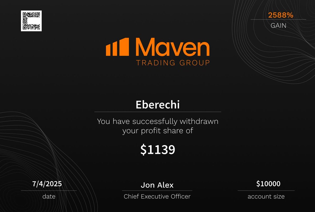 Maventrading's tweet image. When you pull a 2588% gain, you鈥檙e not just passing - you鈥檙e making a statement. Big congrats to this trader! 馃敟