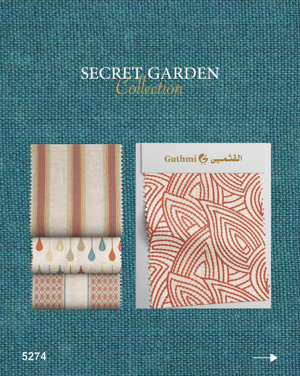 GuthmiCo's tweet photo. - SECRET GARDEN Collection - 
لكل لون طابع، ولكل نقش قصة، ولكل شخص ذوق يميّزه.
ايش اللون اللي حسّيت إنه يشبه ذوقك؟ 🎨🪡
👇 شاركنا رأيك في التعليقات، نبغى نعرف اختياراتكم!

📍الآن في جميع فروعنا  او  عبر الواتساب

#اقمشة #اقمشة_القثمي #القثمي #تنجيد #ديكور https://t.co/GjNosMHoMH