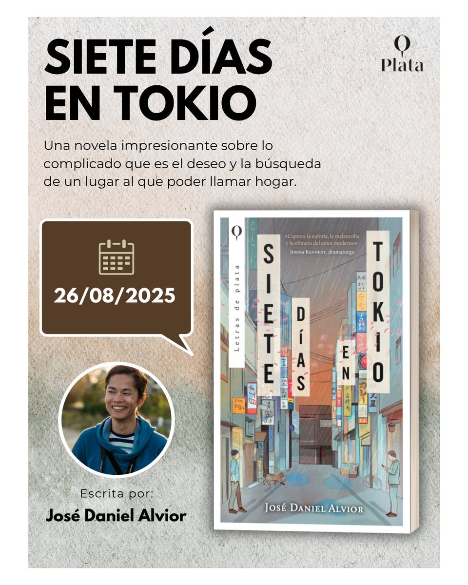 Llega una lectura emotiva que no vais a poder soltar…🌸📖

#SieteDíasEnTokio de <a href="/jdalvior/">José Daniel Alvior</a> es una historia que habla de lo efímero, de los lugares que alguna vez llamamos “hogar” y de los vínculos que nos transforman.📚💘✨

📅¡26/08 a la venta!
✒️Traducción de <a href="/_DaniCasado/">Daniel Casado</a>.