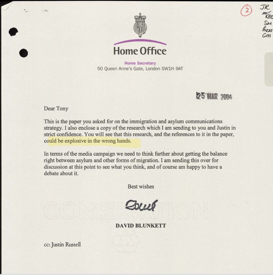 💣TONY BLAIR –  WOW! Massive expose in the Telegraph today.

A leaked 2004 Home Office memo shows Blair’s team admitting mass migration was a growing concern for people, so they cooked up a secret plan to make it more “popular.”

“People feel they do not have permission to freely
