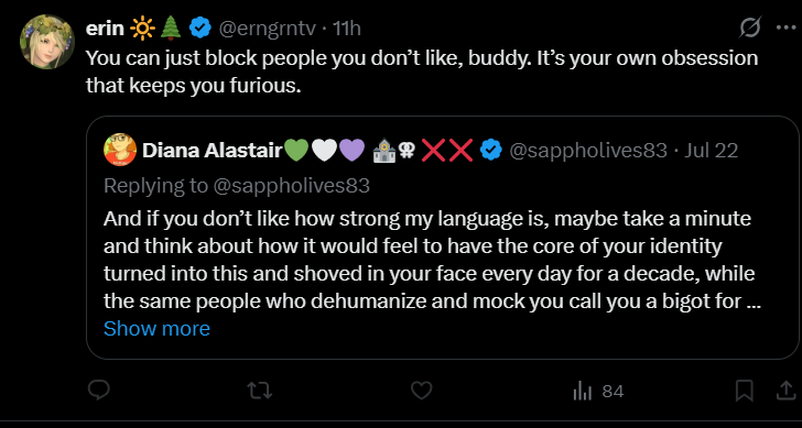 Tsdm235's tweet image. Troons do not care about what women have to go through.
Just another reminder that they are not trying to be women cos they feel like women. It's all just a fetish.
He grew his hair and learnt how to "pose" so that huge nose looks smaller.
Still a man with a fetish