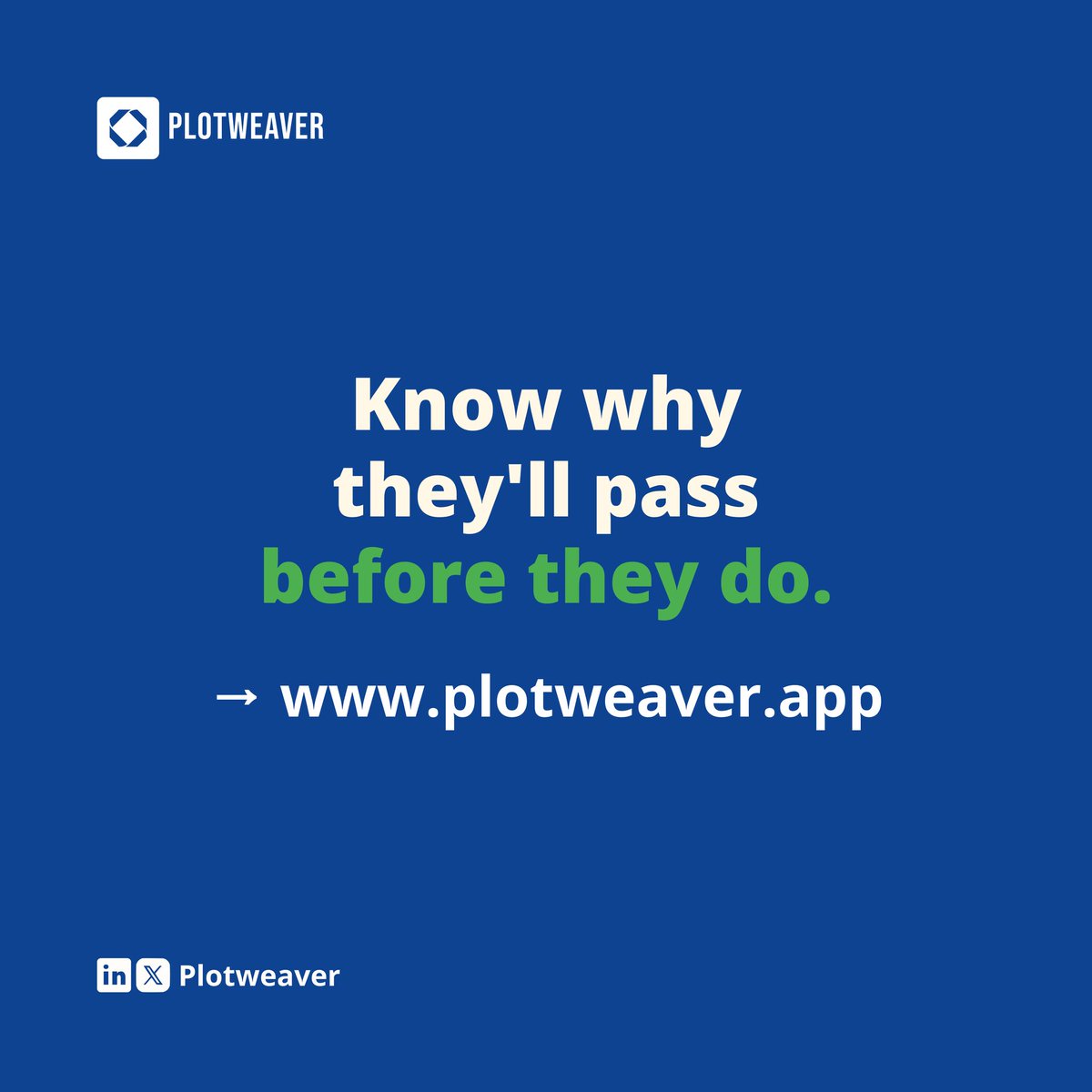 You got the email:
“We passed.”

No real notes. Just that cold silence.

Was it the pacing? A flat character? A subplot that fizzled out?

You’ll never know.

The strongest scripts don’t just have good ideas.
They survive structural scrutiny.

PlotWeaver shows you the gaps before