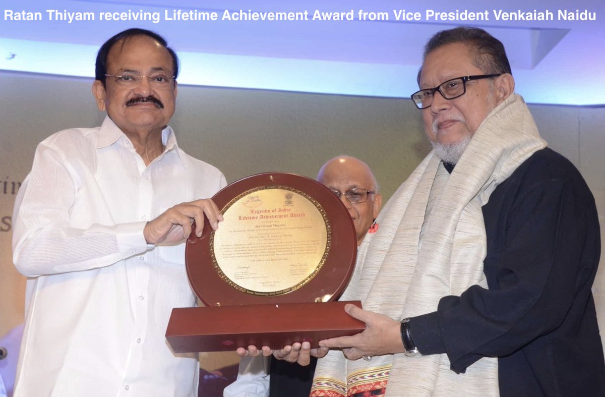 RIP, Oja Ratan Thiyam. One of the greatest theatre personalities India has seen.

- Ex-Chairperson National School of Drama
- Sangeet Natak Akademi Award (1987)
- Padma Shri (1989)
- Kalidas Samman (2005)
- John D. Rockefeller Award (2008)

Notable works: 𝑪𝒉𝒂𝒌𝒓𝒂𝒗𝒚𝒖𝒉,