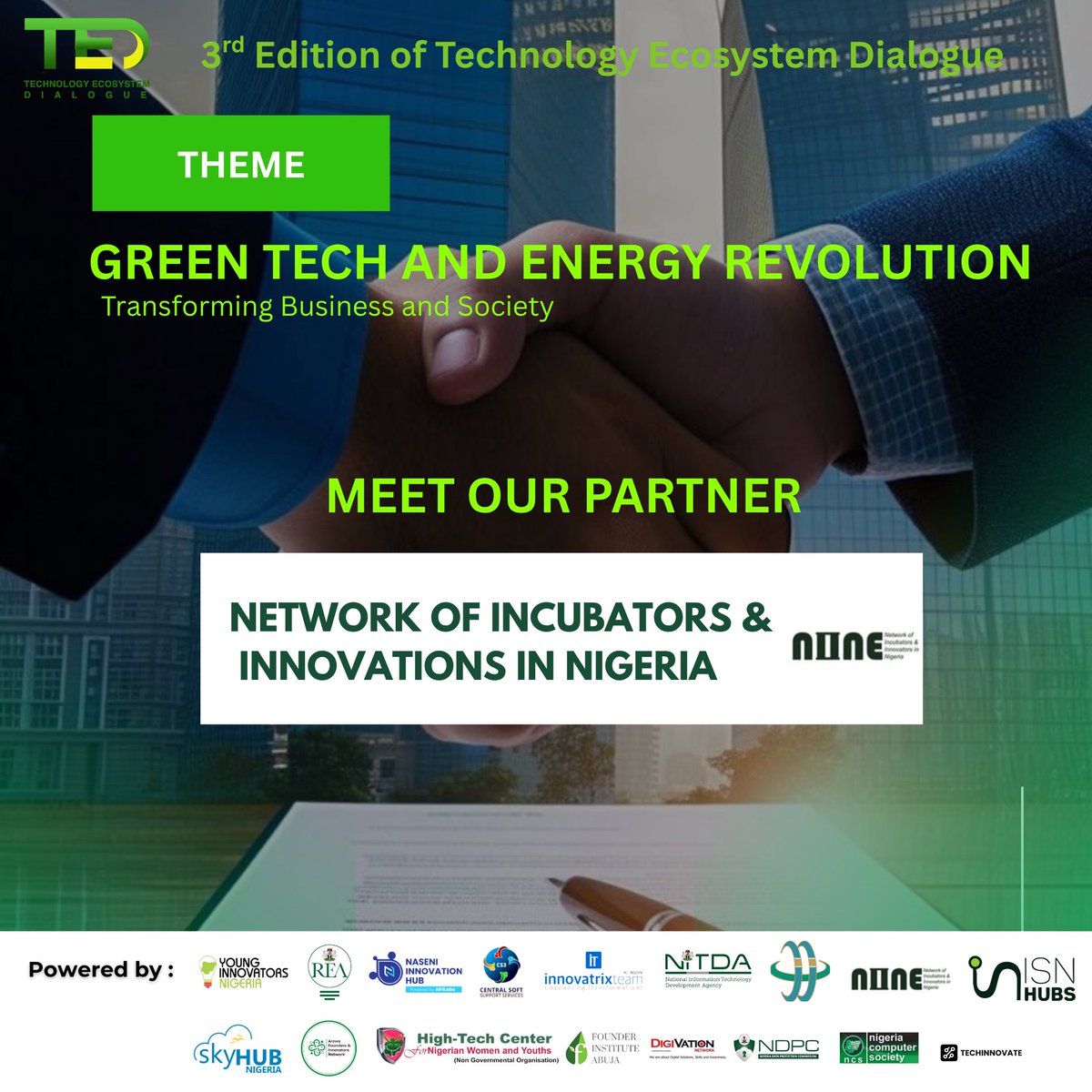 We are pleased to spotlight our collaboration with the @infonineorg Network of Incubators and Innovators in Nigeria (NIINE) as part of the build-up to Technology Ecosystem Dialogue (TED) 2025.

NIINE plays a vital role in uniting innovation hubs, startup incubators, and