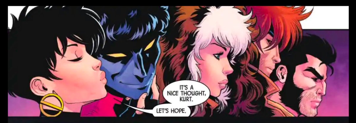 proxy616's tweet image. #xspoilers A sweet moment between Nightcrawler and Jubilee.
