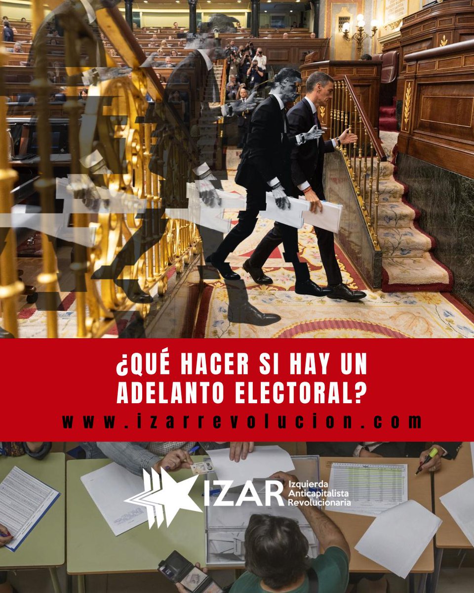 IZAR_Rev's tweet image. 🗳️¿Qué hacer si hay adelanto electoral?
La legislatura da sus últimos coletazos sabiendo que no aguantará hasta 2027. La unidad de quienes defendemos la perspectiva de una sociedad comunista es más necesaria que nunca
📰Editorial en la revista de verano: izarrevolucion.com/2025/07/16/act…