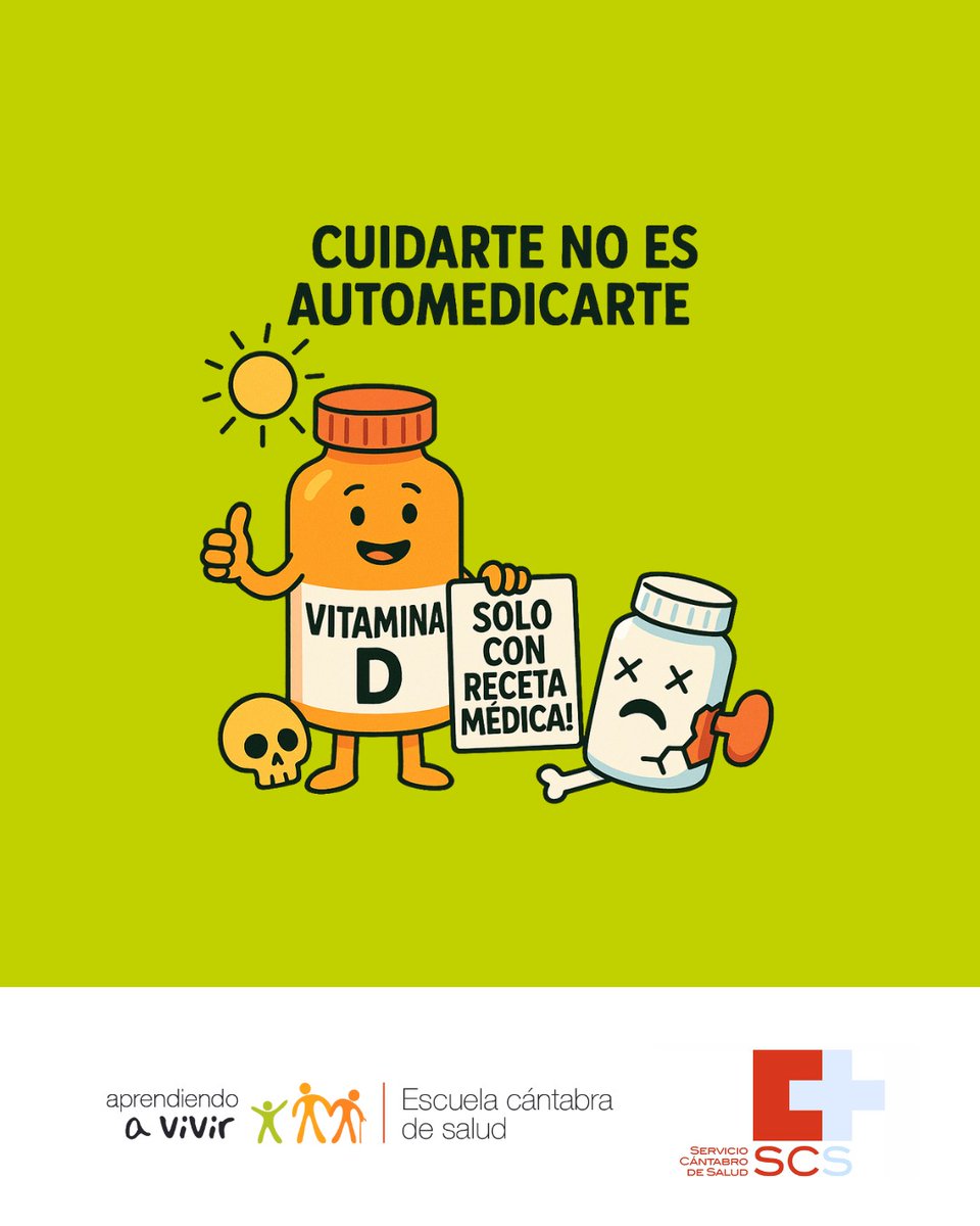 Escuela Cántabra de Salud (@ecsalud) on Twitter photo 💊 ¿Vitamina D?
✅ Solo si te lo indica un profesional.
🚫 No por moda, ni por redes, ni por tu cuenta.
📉 El exceso puede provocar problemas graves.
📢 <a href="/sanidadgob/">Ministerio de Sanidad</a> alerta: cuidado con los suplementos sin control.
#VitaminaD #UsoResponsable #autocuidado 💊 ¿Vitamina D?
✅ Solo si te lo indica un profesional.
🚫 No por moda, ni por redes, ni por tu cuenta.
📉 El exceso puede provocar problemas graves.
📢 <a href="/sanidadgob/">Ministerio de Sanidad</a> alerta: cuidado con los suplementos sin control.
#VitaminaD #UsoResponsable #autocuidado