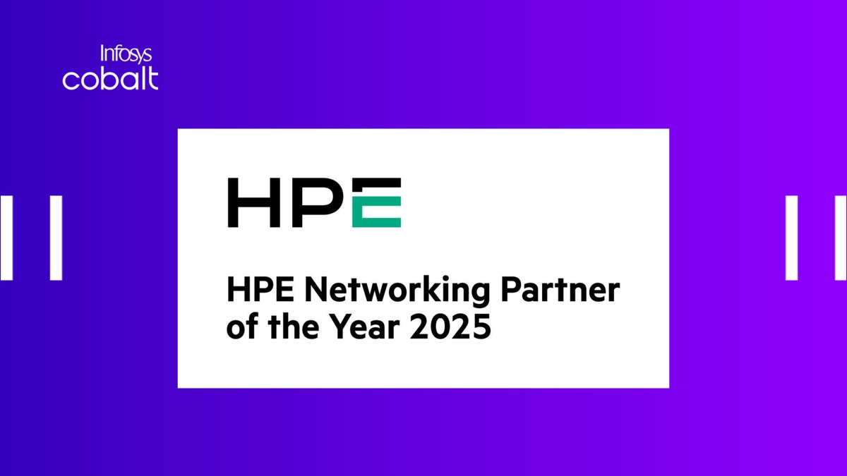 Infosys's tweet image. Infosys is honored to be named HPE Networking Partner of the Year 2025!

This badge reflects the strength of our partnership with HPE, which powered by #InfosysCobalt, is shaping the future of enterprise networking.

Know more: infy.com/40uWsuW

#HPEDiscover2025