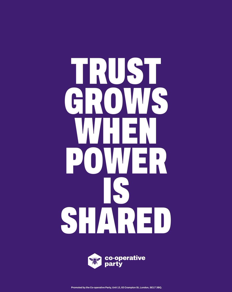 CoopParty's tweet image. Trust is built when people work together to shape the places they live.
Real change happens when communities have power over their streets, their spaces, their future. That’s why we work for a different way.
Trust grows when power is shared.