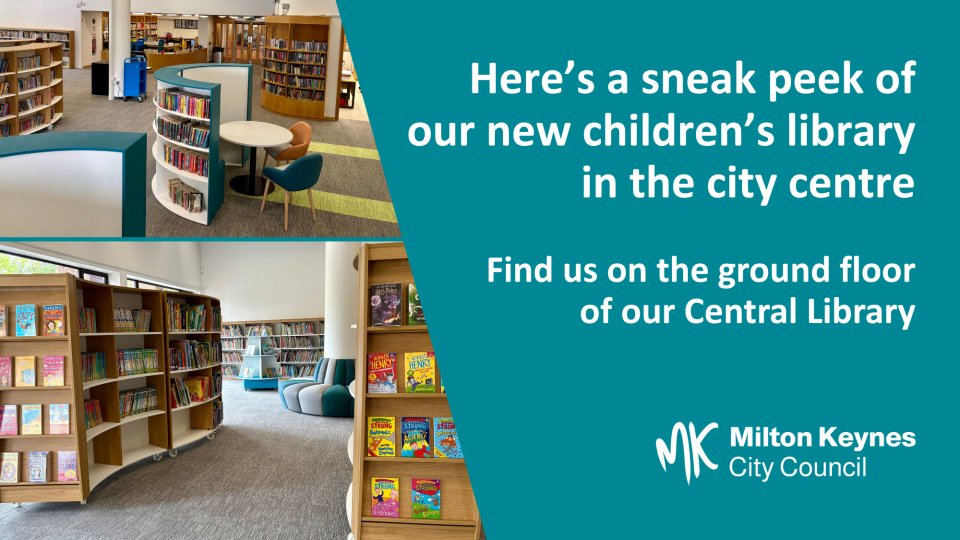 We've just put the finishing touches on our new children's library in the city centre. There's loads more space and easy access for families. Find out more about our libraries: milton-keynes.gov.uk/libraries