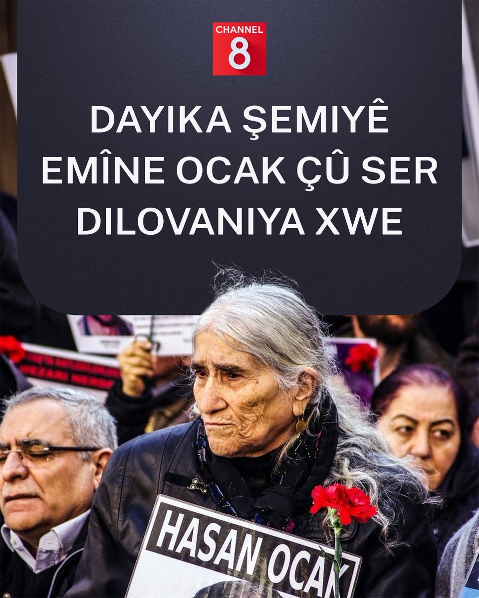 Ch8Kurmanci's tweet image. Dayika Şemiyê Emîne Ocaka ku kurê wê ji aliyê hêzên nediyar ên dewletê ve hatibû kuştin, çû ser dilovaniya xwe
Tevahiya nûçeyê: channel8.com/kurmanci/news/…