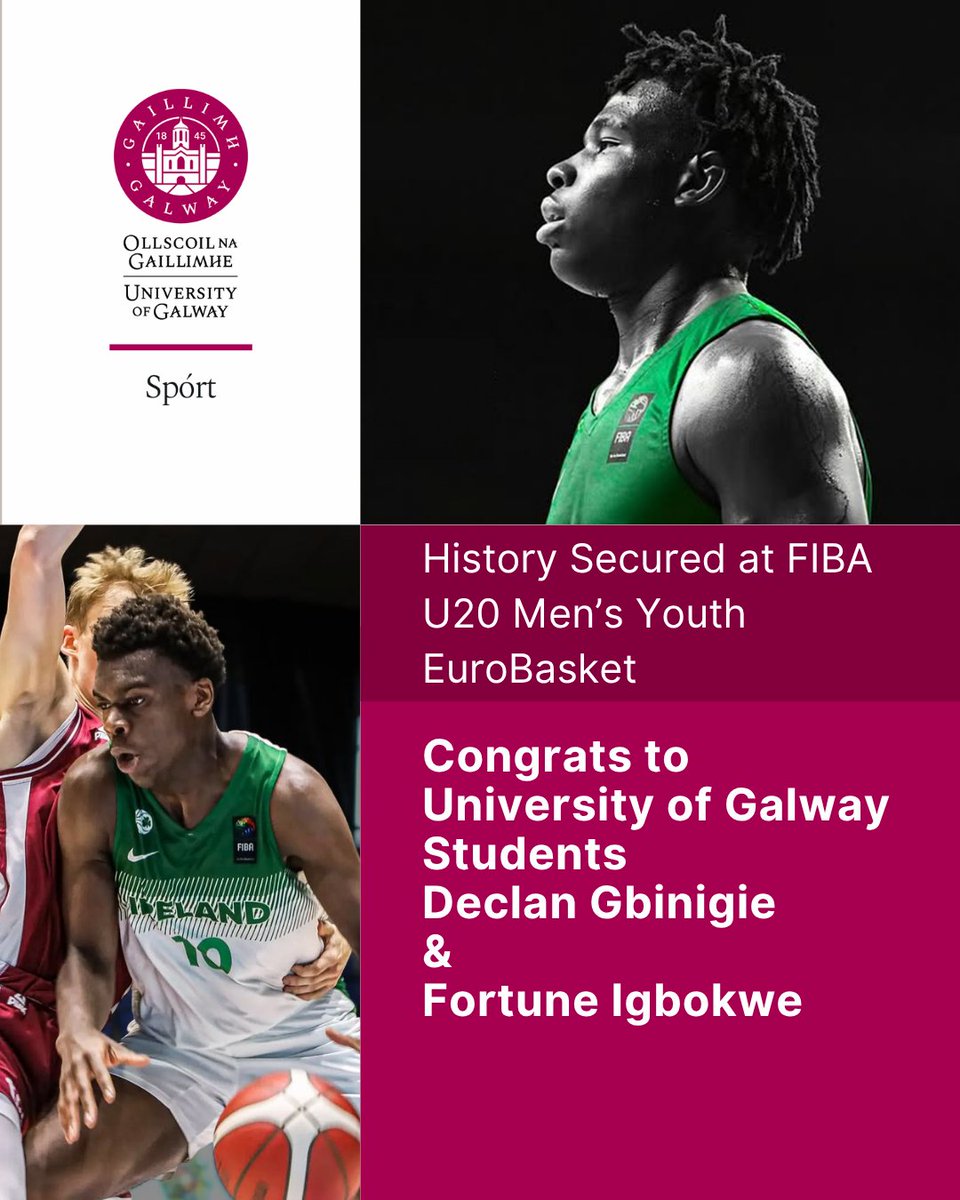 unigalwaysport's tweet image. 🏀 History Secured at FIBA U20 Men’s Youth EuroBasket! 🇮🇪
The Team reached the last-eight for the very first time, finishing second in Group B – a landmark achievement for Irish basketball!