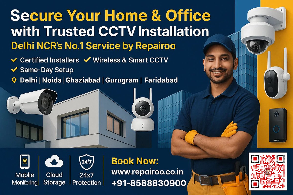 repairoooo's tweet photo. I just published 📹 Secure Your Home &amp; Office with the Best CCTV Installation Services in Delhi NCR — Repairoo https://t.co/b3OZVKGXL9 https://t.co/WVDLxKrQUI