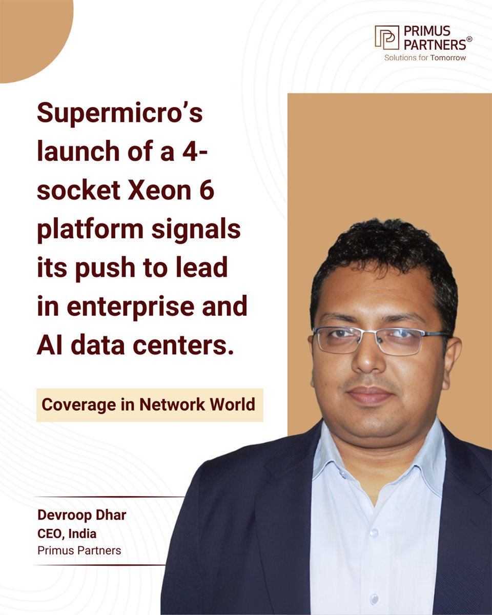 Primus Partners (@partners_primus) on Twitter photo InTheNews | As, Supermicro bets big on 4-socket X14 servers to regain enterprise trust. <a href="/DevroopD/">Devroop Dhar</a> CEO-India, Primus Partners spoke to <a href="/NetworkWorld/">Network World</a> and shared his thoughts on the development.👇
Click here to read more :networkworld.com/article/402404… InTheNews | As, Supermicro bets big on 4-socket X14 servers to regain enterprise trust. <a href="/DevroopD/">Devroop Dhar</a> CEO-India, Primus Partners spoke to <a href="/NetworkWorld/">Network World</a> and shared his thoughts on the development.👇
Click here to read more :networkworld.com/article/402404…