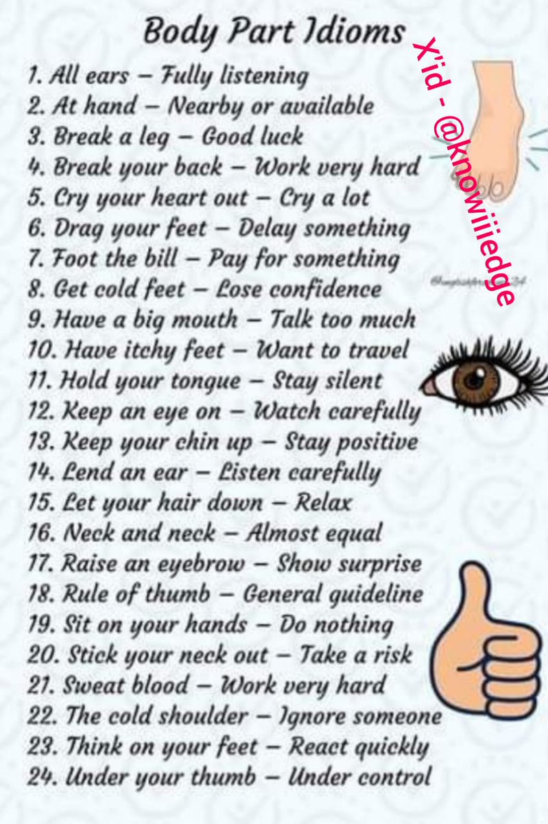 knowiiiedge's tweet image. Body part idiom