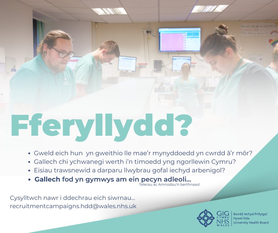SwyddiHDdaJobs's tweet image. Fferyllydd? 🔬💊

🔹Gweld eich hun  yn gweithio lle mae’r mynyddoedd yn cwrdd â’r môr?
🔹Eisiau trawsnewid a darparu llwybrau gofal iechyd arbenigol?
🔹Gallech fod yn gymwys am ein pecyn adleoli... (Telerau ac Amnodau’n berthnasol)

📧 recruitmentcampaigns.hdd@wales.nhs.uk
