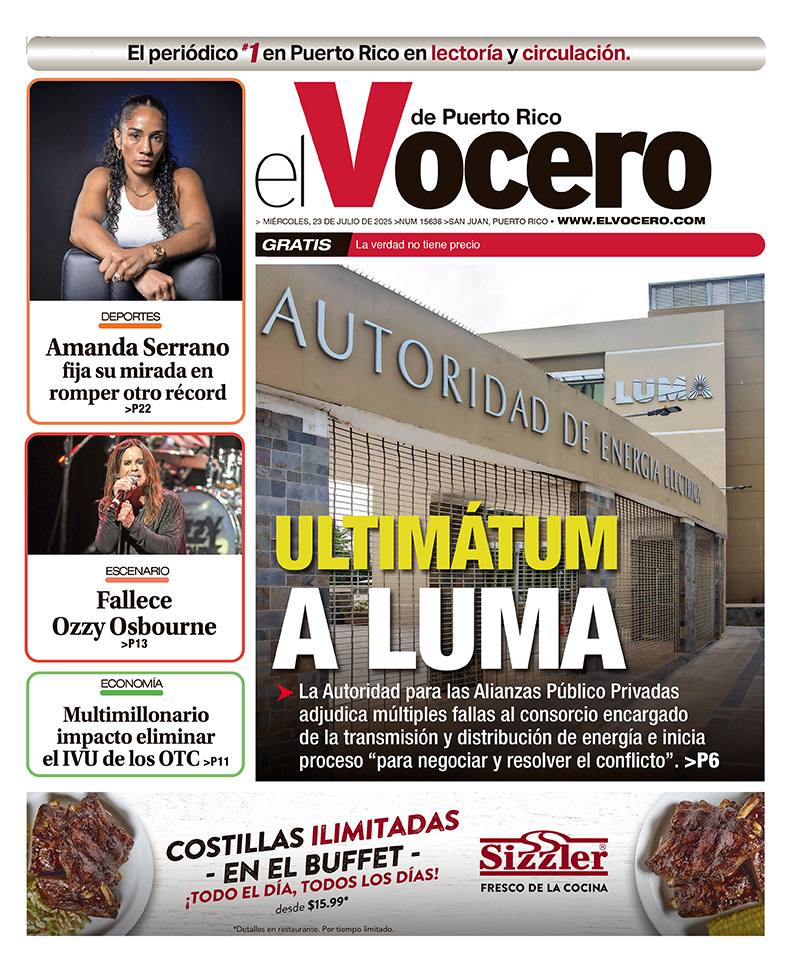 VoceroPR's tweet image. ¡Buenos días! 📰☕ Esta es nuestra portada de hoy, miércoles, 23 de julio de 2025 | Suscríbete gratis: ow.ly/qzpr50Wsczi