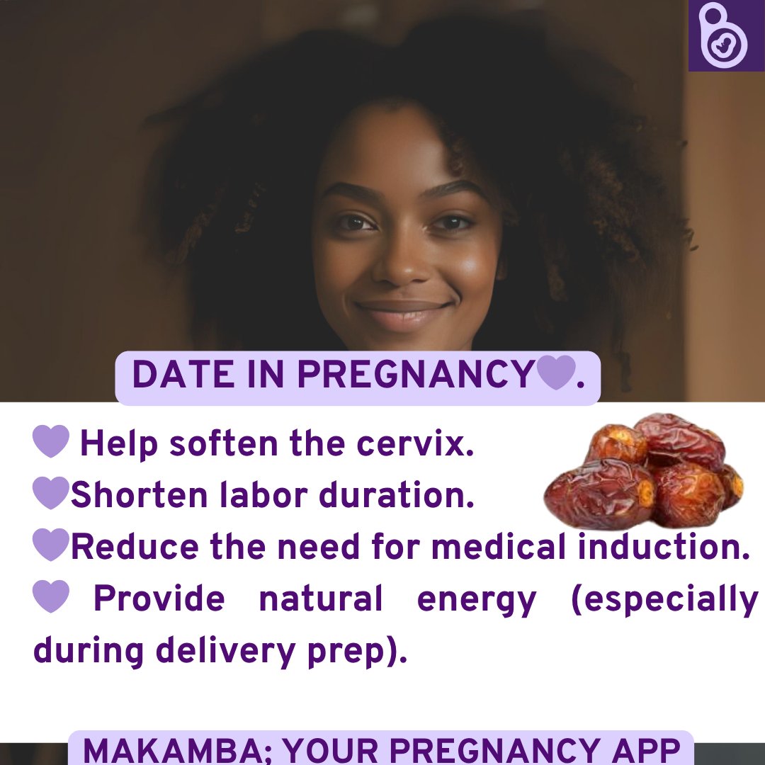 MyMakamba's tweet photo. Date helps to soften the cervix
Date helps to shorten labour duration
Date helps in pregnancy 

Share with a pregnant woman today! https://t.co/XAMEntj9Qq