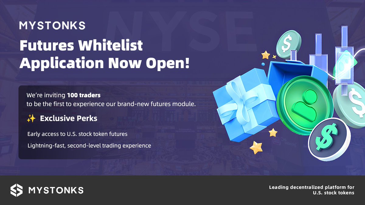 MyStonks_Org's tweet image. 🚀 Big News!
MyStonks Futures Whitelist Application Now Open!
The application is exclusively for highly active users—those with a total trading volume of ≥100,000 USDT or who have referred ≥50 new users.
We’re inviting 100 traders to be the first to experience our brand-new…