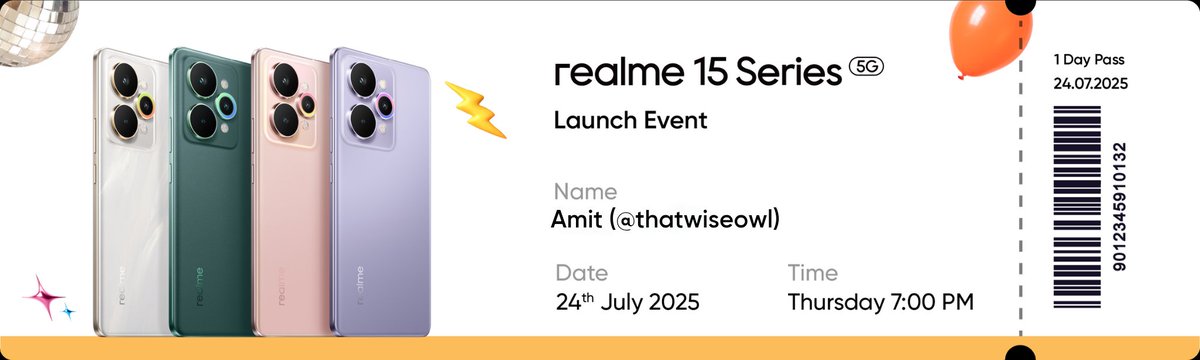 thatwiseowlin's tweet photo. The stage is all set for the Mega Launch Party themed Event as the realme 15 series is getting launched on 24.07.2025. You can be a part of it and join the live tomorrow on YouTube.
https://t.co/L2Ywcm3Rsc

#realme15series5g #AiPartyPhone #realmecommunityindia
@realmeIndia https://t.co/Xz4LjGRvFQ