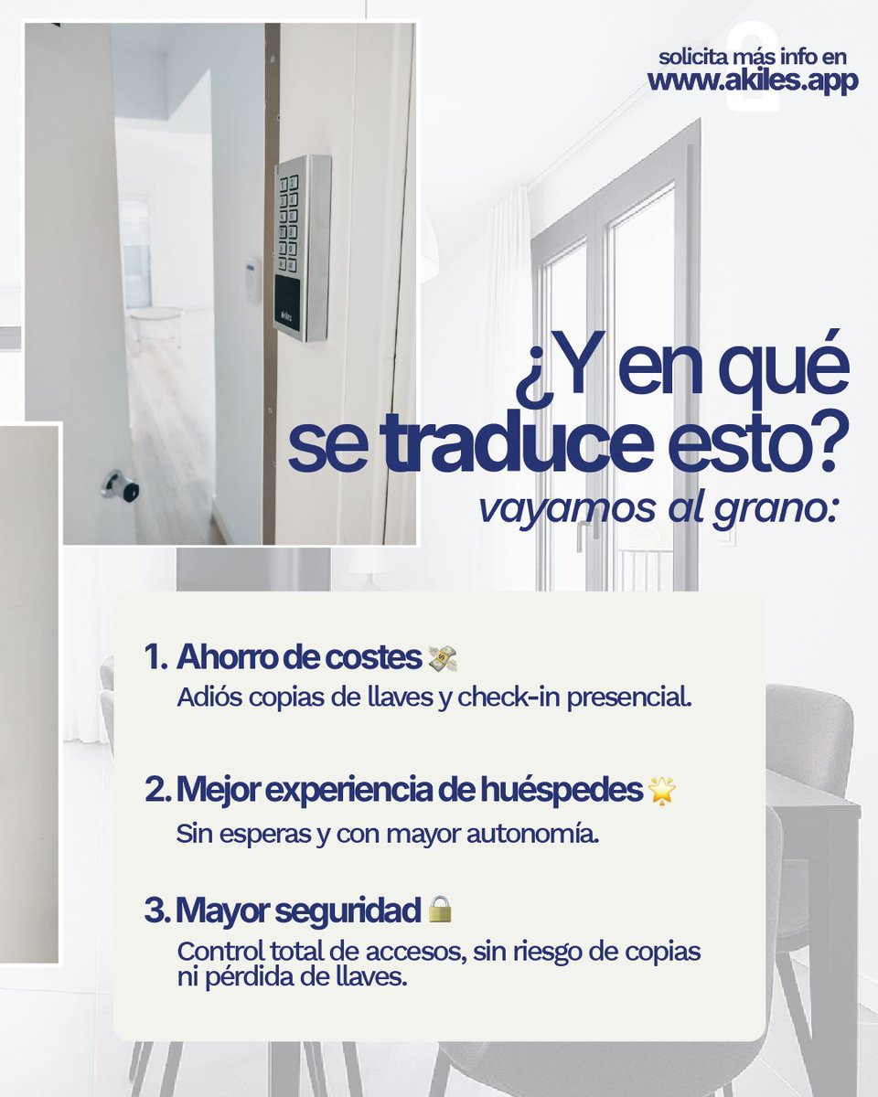 🤔 ¿Interesad@ en digitalizar el acceso en tu apartamento turístico… pero no sabes por dónde empezar?

⚠️ ¡Que no cunda el pánico!: es mucho más fácil de lo que parece. 

👉🏼 Desliza y descúbrelo😉

🔗 𝗦𝗼𝗹𝗶𝗰𝗶𝘁𝗮 𝘂𝗻𝗮 𝗱𝗲𝗺𝗼: bit.ly/4lG4aL9