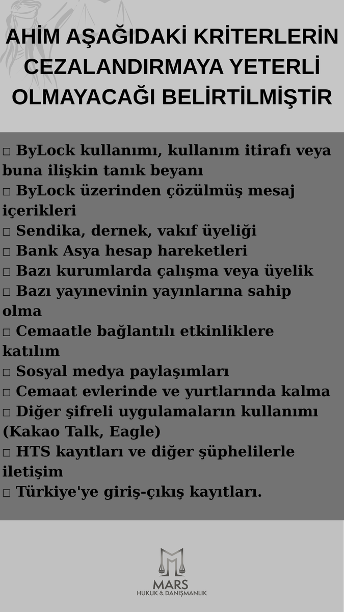 MarsHukuk's tweet photo. AİHM,  Demirhan ve Diğerleri v. Türkiye kararında,  239 başvurucu hakkında önemli bir ihlal kararı verdi. Mahkeme, başvurucuların silahlı terör örgütü üyeliği suçundan mahkûm edilmelerinin Avrupa İnsan Hakları Sözleşmesi’nin (AİHS) 6. maddesi (adil yargılanma hakkı) ve 7. maddesi (kanunsuz ceza olmaz ilkesi) bakımından ihlal teşkil ettiğine hükmetti.