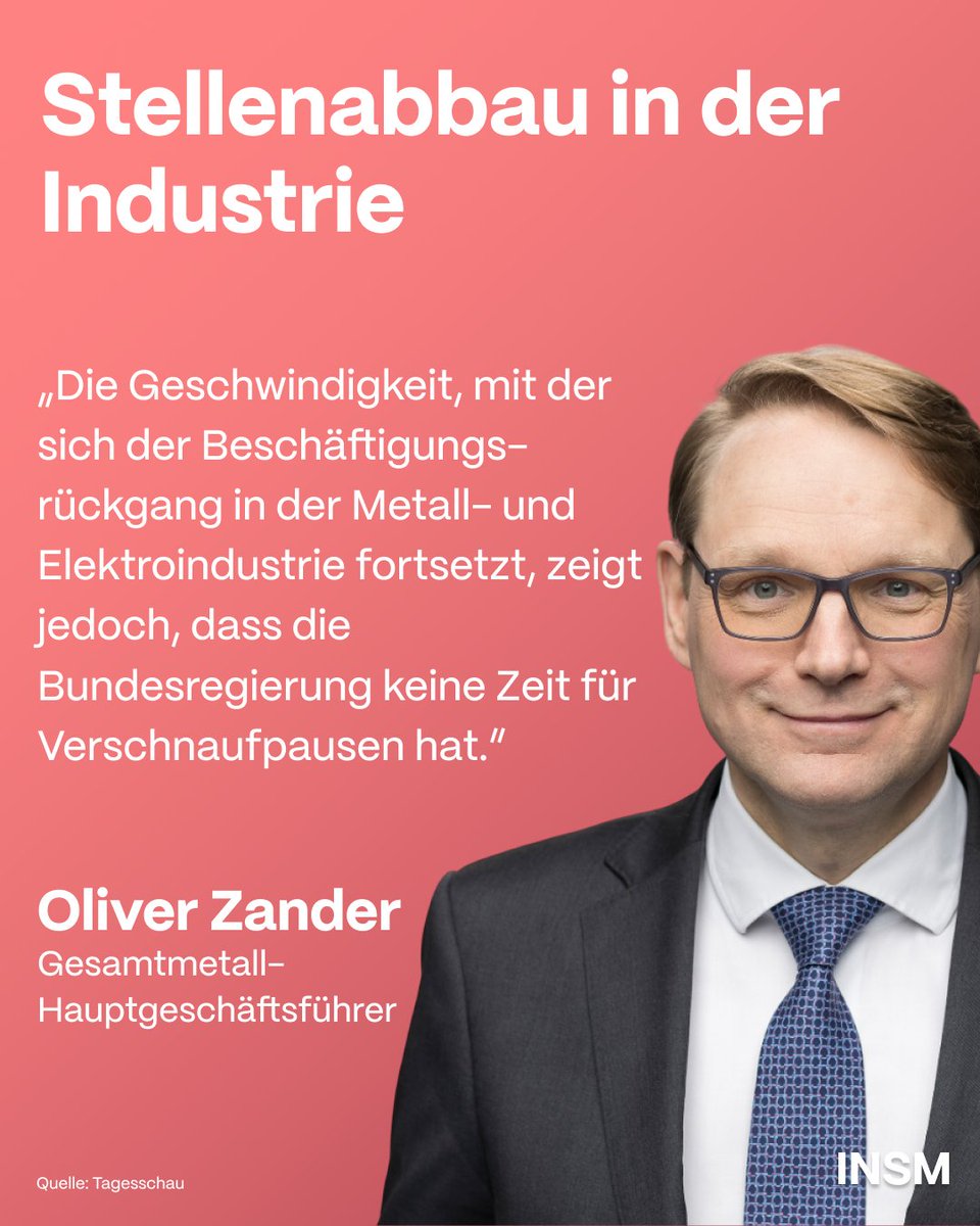 insm's tweet image. ❗ @Gesamtmetall-Hauptgeschäftsführer Oliver Zander drängt nun auf bessere Wettbewerbsbedingungen in Deutschland. Notwendig ist dafür auch die versprochene Senkung der Stromsteuer.
Zum Artikel: tagesschau.de/wirtschaft/kon…