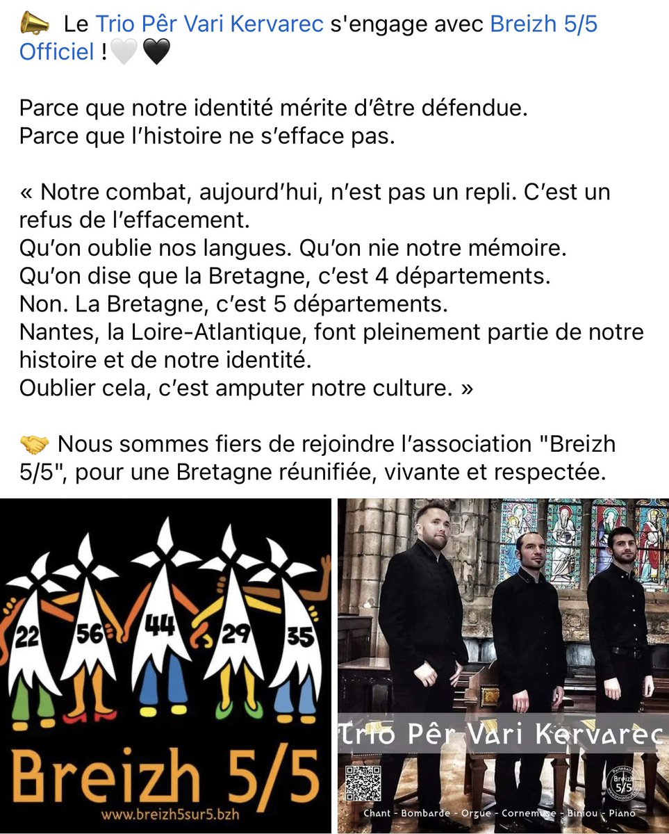 Il est fondamental que le mouvement culturel Breton s’engage..
Merci au Trio Pêr Vari Kervarec !