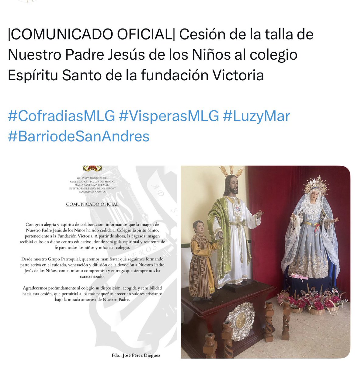 Andas de pasion (@andasdepasion) on Twitter photo 🔴( Vísperas ) La hermandad de San Andrés cederá la imagen de Jesús de los Niños al colegio Espíritu Santo.
<a href="/hdaddesanandres/">Hermandad de San Andrés</a> 🔴( Vísperas ) La hermandad de San Andrés cederá la imagen de Jesús de los Niños al colegio Espíritu Santo.
<a href="/hdaddesanandres/">Hermandad de San Andrés</a>