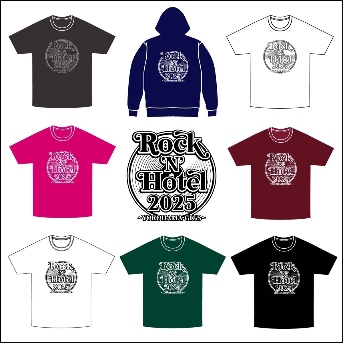 8/9『Rock’n Hotel 2025 -OSAKA GIGS-』開催にあたり、当日会場販売の限定Tシャツを下記サイトより受注販売します‼️合わせて5月に開催したYOKOHAMA GIGSでの店頭販売Tシャツも好評によりカラバリとパーカーを追加して再販決定！お買い逃しなく‼️ tmusic-msd.com/rnh2025goods/