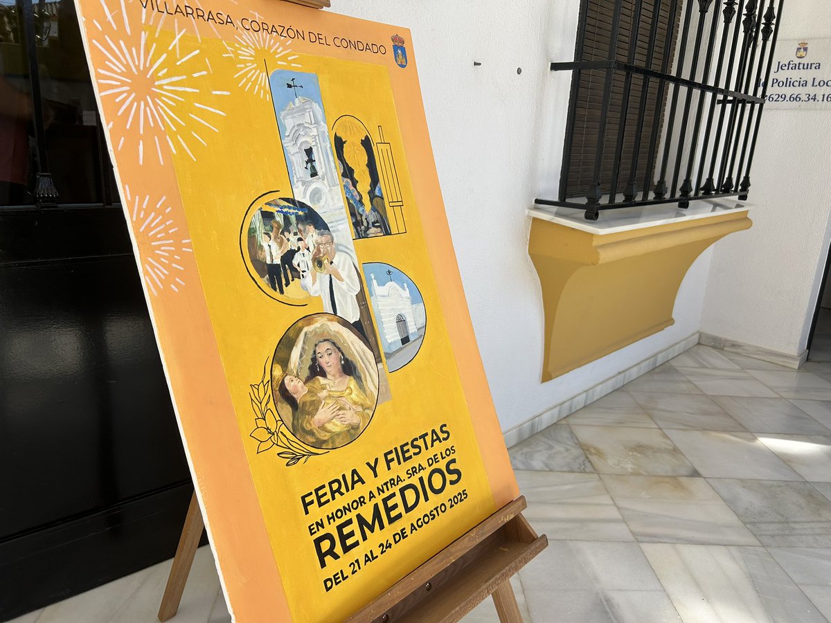 Este es el cartel anunciador de la Feria y Fiestas de #Villarrasa en honor a la Virgen de los Remedios